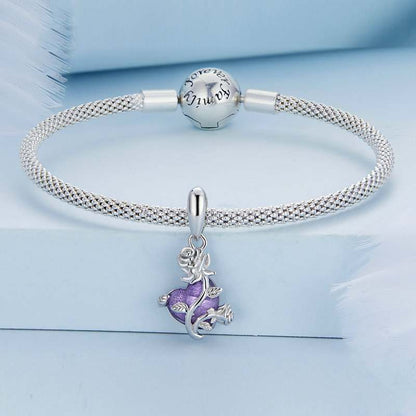 Jorrio Purple Love Elegant Rose Sterling Silver Charm