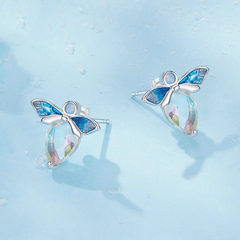 Jorrio Mori Winter Crystal Bee Sterling Silver Earrings