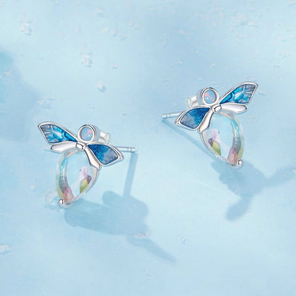 Jorrio Mori Winter Crystal Bee Sterling Silver Earrings