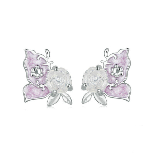 Jorrio Sweet UV Colour Changing Rose Butterfly Sterling Silver Earrings