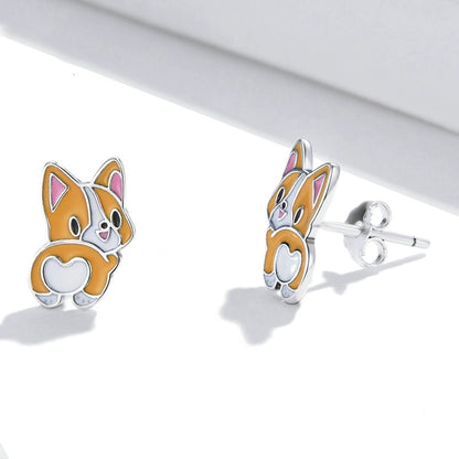 Jorrio Zoo Series Cute Corgi Sterling Silver Earrings