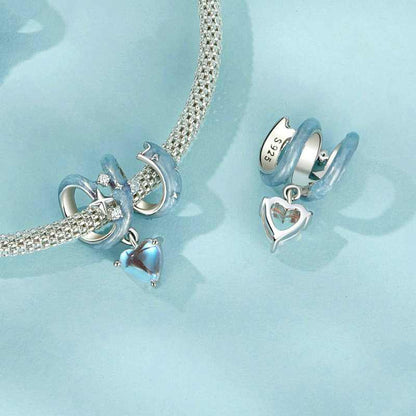 Jorrio Romantic Star Moonstone Blue Starry Night Sterling Silver Charm