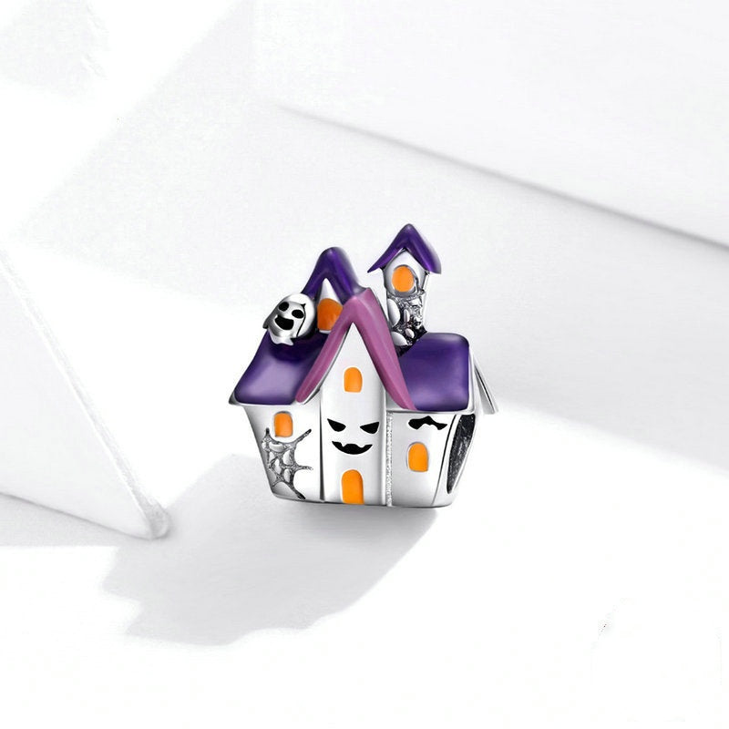 Jorrio Purple Halloween Magic Hut Haunted House Sterling Silver Charm