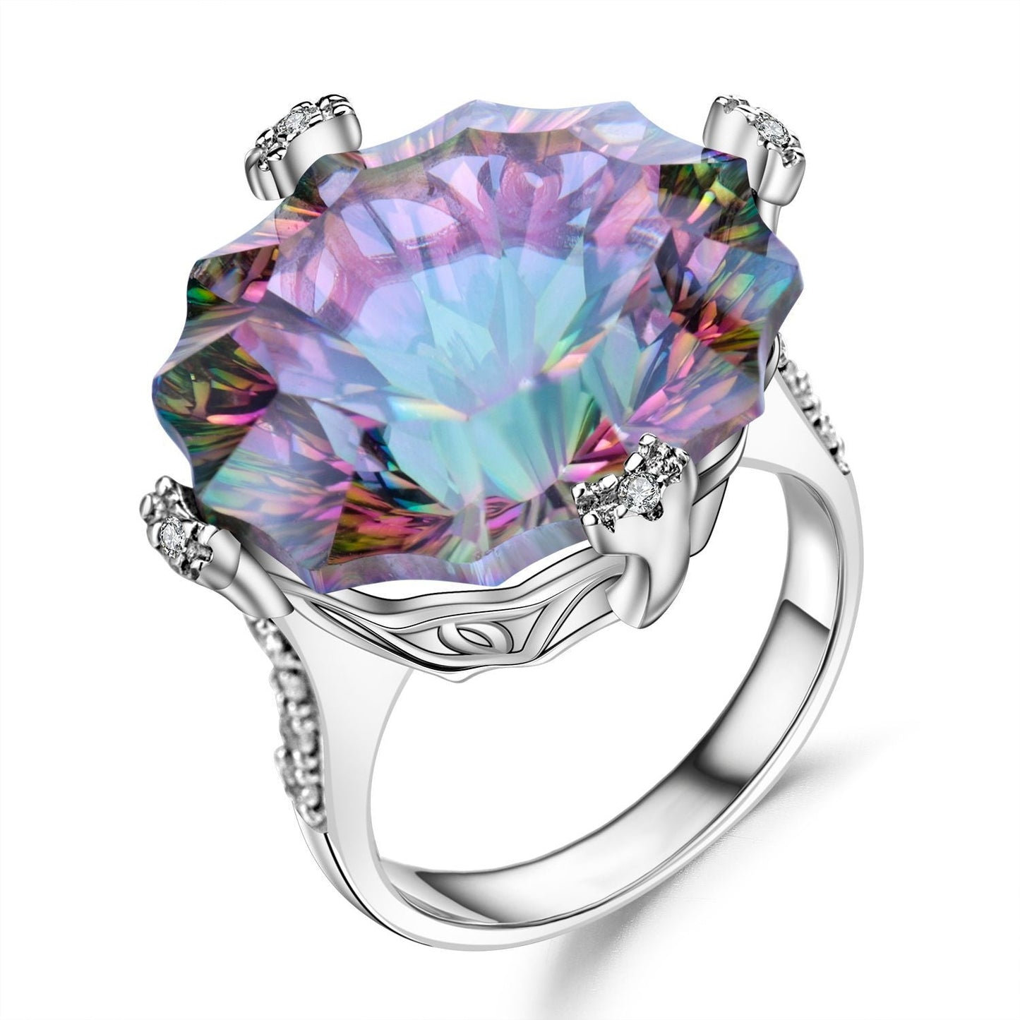 Jorrio handmade colorful stone fashion sterling silver engagement ring