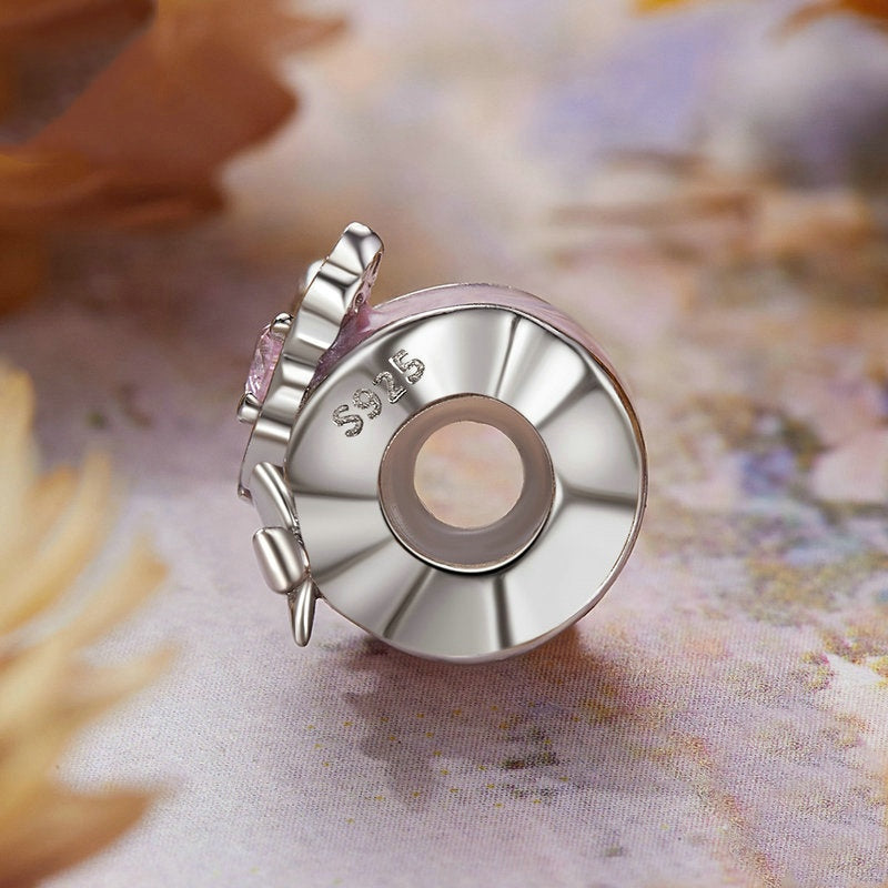 Jorrio Romantic Spring Pink Butterfly Sterling Silver Charm