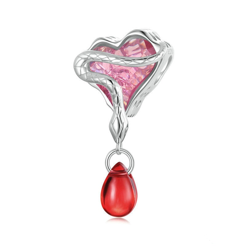 Jorrio Pink Heart Bloodbath Snake Sterling Silver Charm