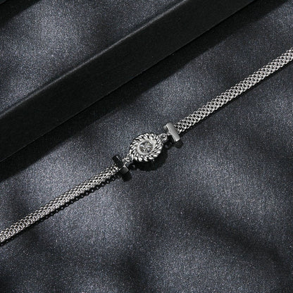 Jorrio Round Cut Moissanite Braided Sterling Silver Bracelet