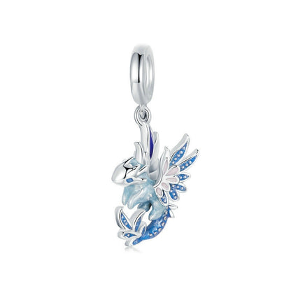 Jorrio Cute Blue Flying Dragon Animal Sterling Silver Charm