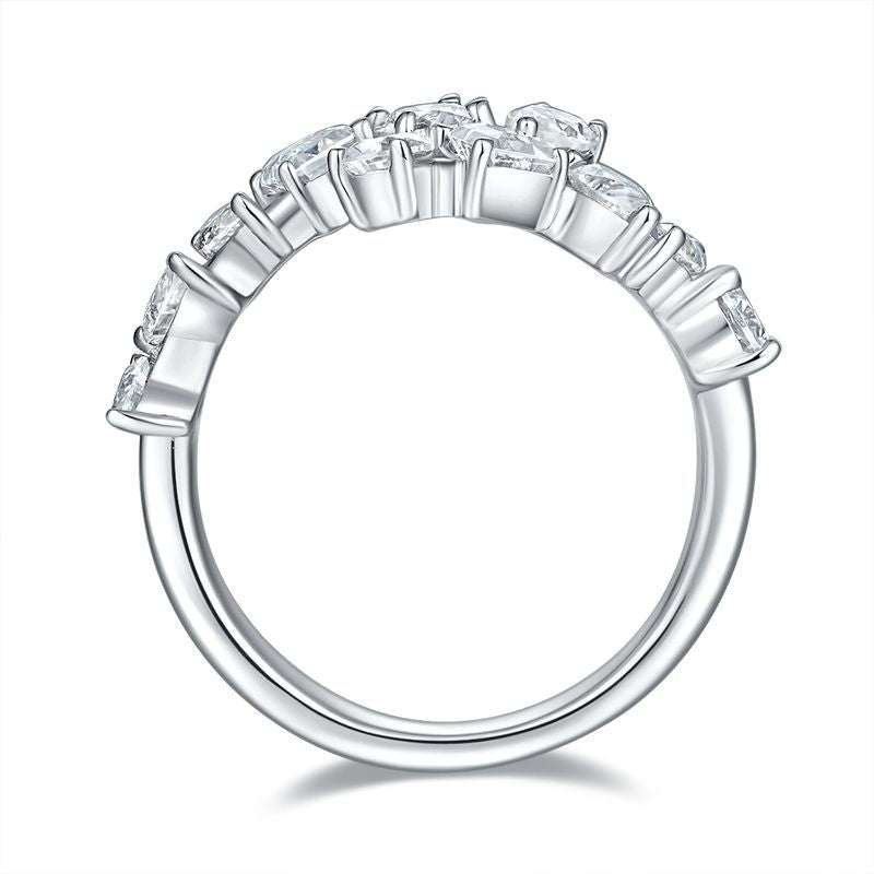 Jorrio handmade 2.6ct multi-shape stone moissanite sterling silver ring