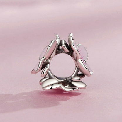 Jorrio Cute Sweet Pink Flower Sterling Silver Charm