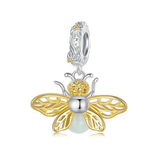 Jorrio Luminous Gold Bee Animal Sterling Silver Charm