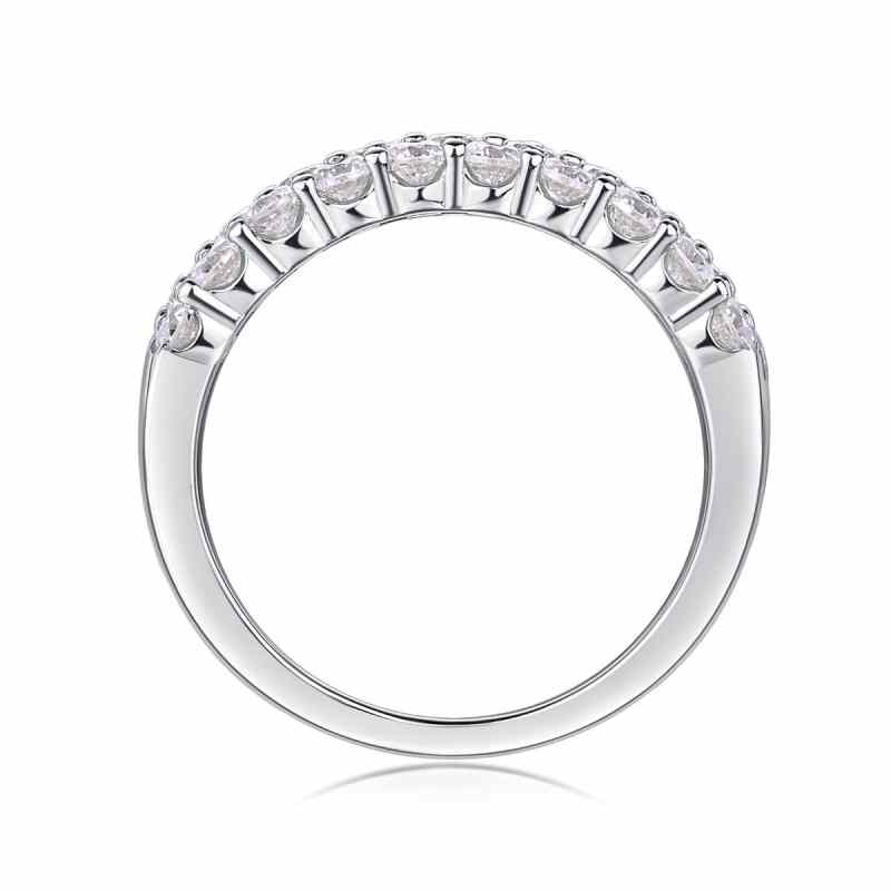 Jorrio handmade round cut Moissanite sterling silver wedding women's band