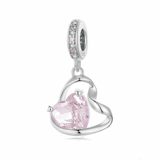 Jorrio Pink Double Heart Twist Sterling Silver Charm