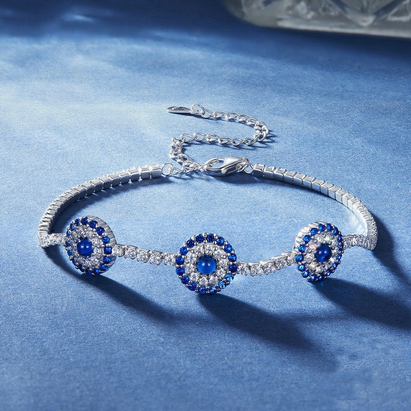 Jorrio Sapphire Devil's Eye Lucky Sterling Silver Bracelet