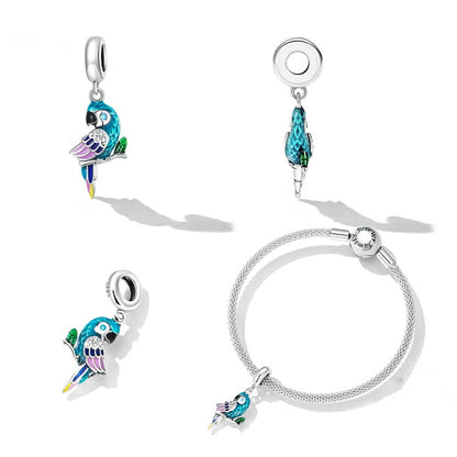 Jorrio Exquisite Feathered Animal Parrot Sterling Silver Charm