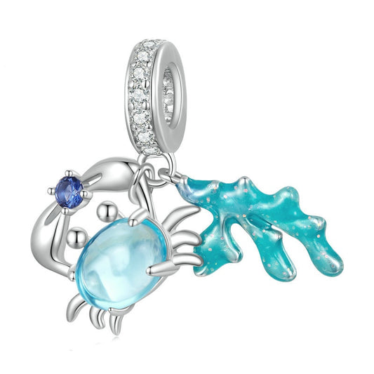 Jorrio Ocean Crab Seaweed Sterling Silver Charm