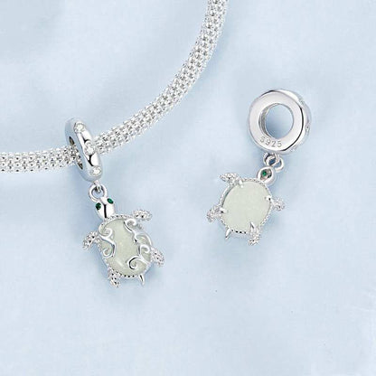 Jorrio handmade glow in the dark sea turtle sterling silver charms