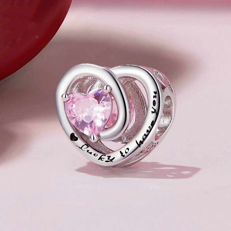 Jorrio Thanksgiving Pink Heart Sterling Silver Charm