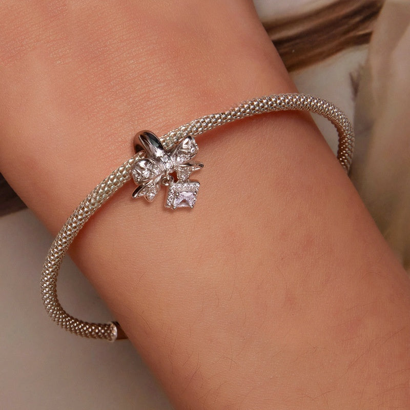Jorrio Square Bow Positioning Sterling Silver Charm