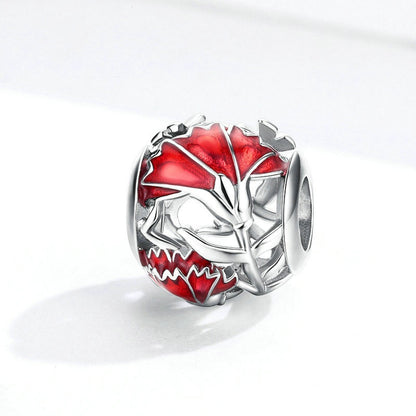 Jorrio New Year Red Carnation Sterling Silver Charm