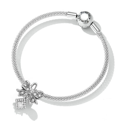 Jorrio Square Bow Positioning Sterling Silver Charm