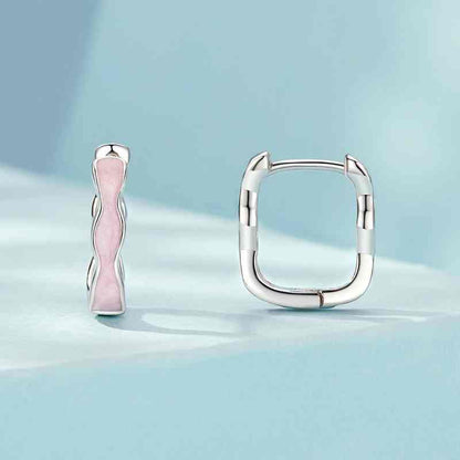 Jorrio Pink Square Wave Sterling Silver Earrings