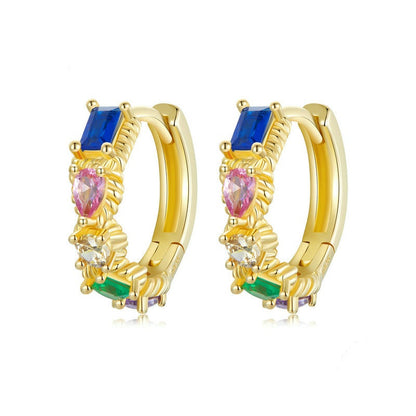 Jorrio Gold Fashion Multi Stone Sterling Silver Earrings