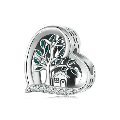 Jorrio Heart Shaped Family Tree Sterling Silver Charm