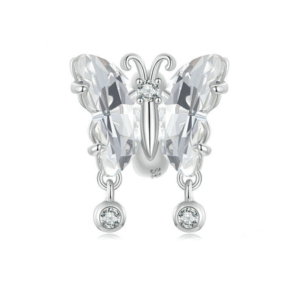 Jorrio Crystal Sparkling Butterfly Sterling Silver Charm