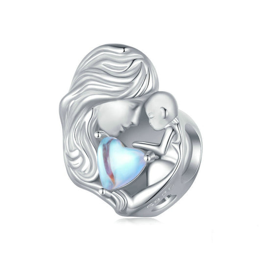 Jorrio Moonstone Parent-Child Cosy Mother's Day Sterling Silver Charm