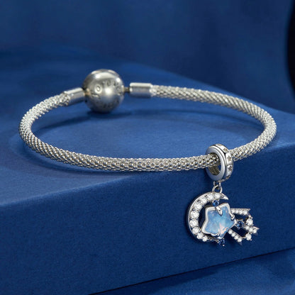 Jorrio Fantasy Shooting Star Radiant Star and Moon Sterling Silver Charm