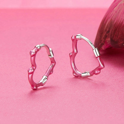 Jorrio Sweet Barbie Pink Heart Sterling Silver Earrings