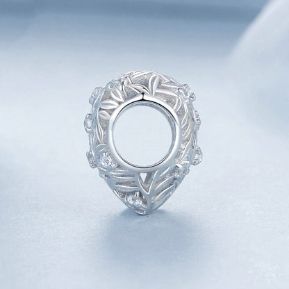 Jorrio Heart Shaped Openwork Leaf Sterling Silver Charm