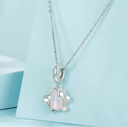Jorrio Pink Cubic Flower Lotus Flower Sterling Silver Charm