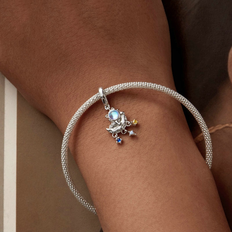Jorrio Star Moon Astronaut Sterling Silver Charm