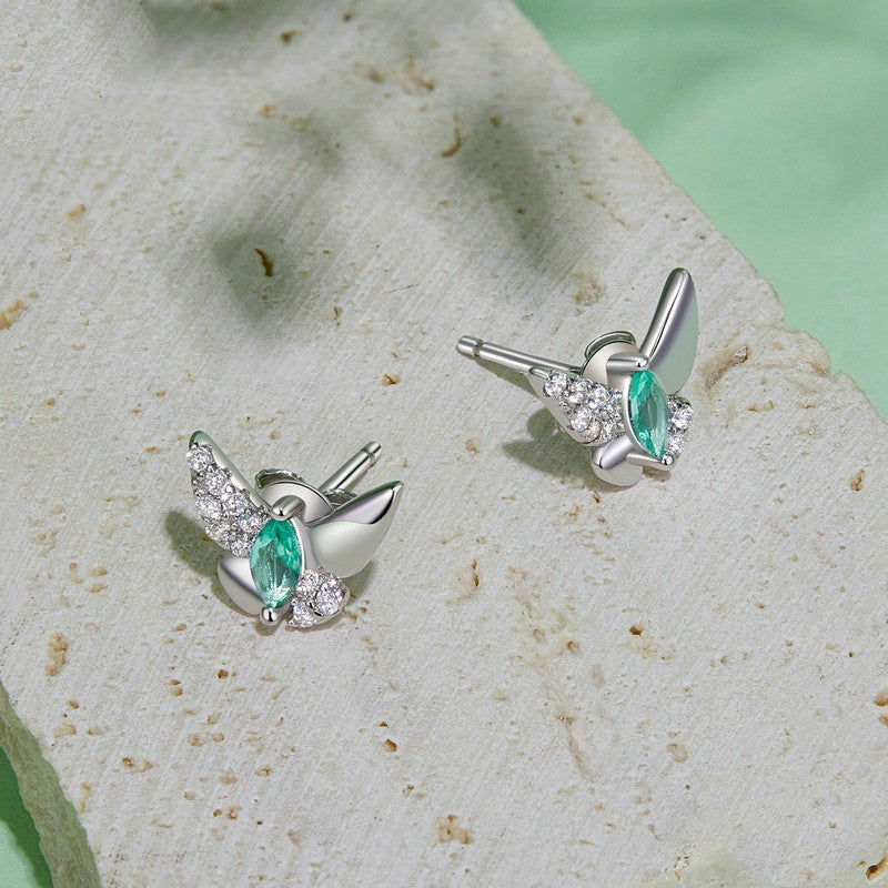 Jorrio Green Butterfly Sterling Silver Earrings