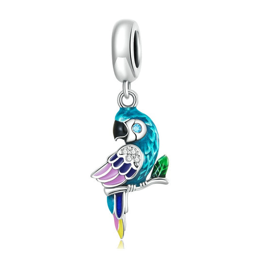 Jorrio Exquisite Feathered Animal Parrot Sterling Silver Charm