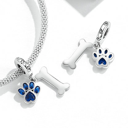 Jorrio Cute Animal Pet Dog Paw Bone Sterling Silver Charm