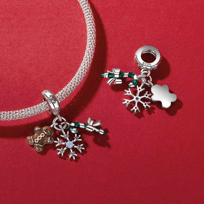 Jorrio Handmade Snowflake Christmas Gingerbread Man Charms