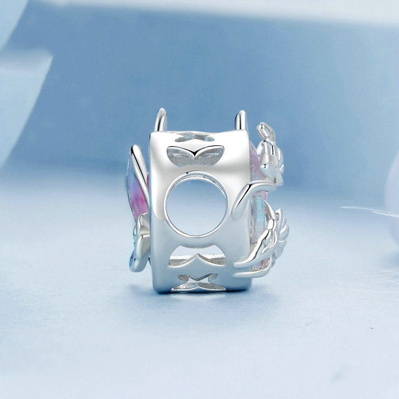 Jorrio Fantasy Rose Butterfly Neon Moonlight Sterling Silver Charm