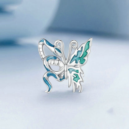 Jorrio Personalised Snake Butterfly Asymmetric Sterling Silver Charm