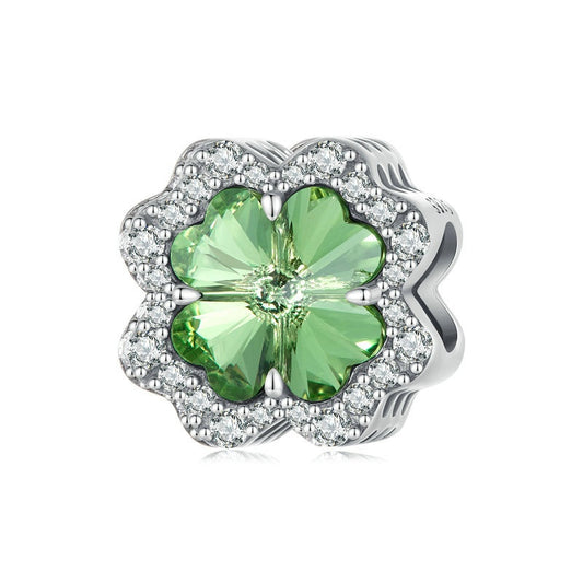 Jorrio Fashion Green Lucky Four-leaf Clover Sterling Silver Charm