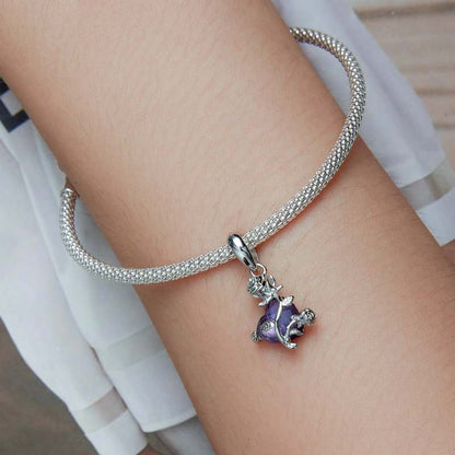 Jorrio Purple Love Elegant Rose Sterling Silver Charm