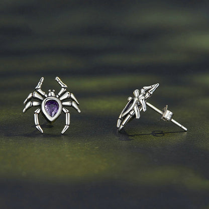Jorrio Halloween Dark Style Spider Sterling Silver Earrings