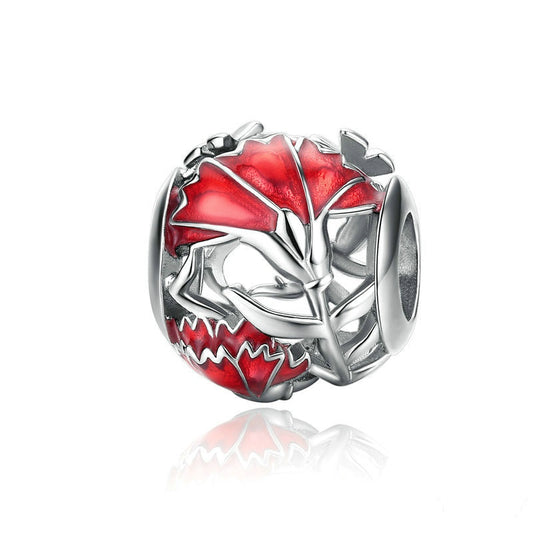 Jorrio New Year Red Carnation Sterling Silver Charm