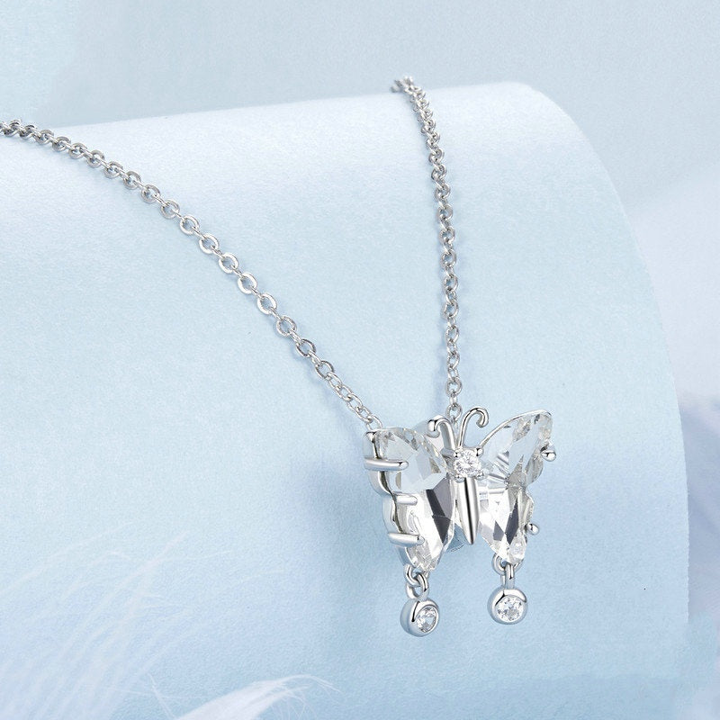 Jorrio Crystal Sparkling Butterfly Sterling Silver Charm