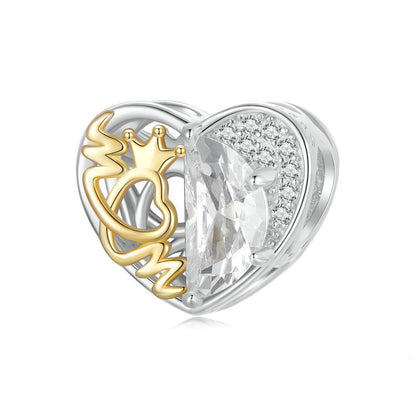 Jorrio Heart Crown Mother's Day Sterling Silver Charm