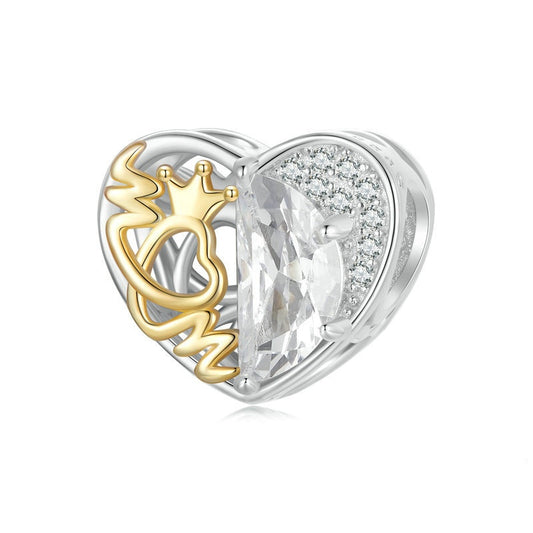 Jorrio Heart Crown Mother's Day Sterling Silver Charm