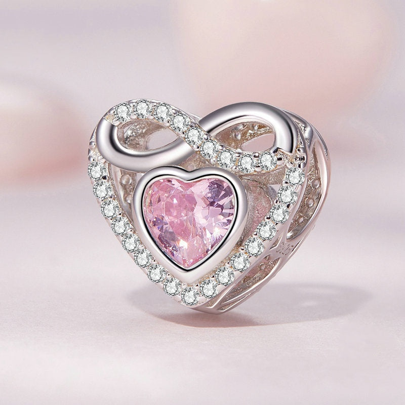 Jorrio Pink Eternal Heart Sterling Silver Charm