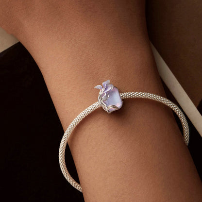 Jorrio Purple Crystal Iris Sweet Sterling Silver Charm